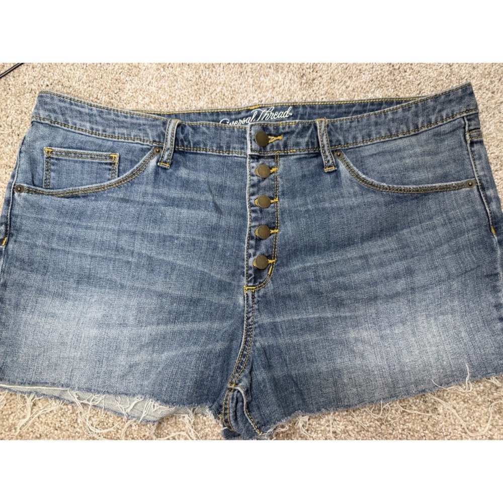 Universal Thread Womens High Rise Shortie Denim Jean Shorts Blue Button Fly